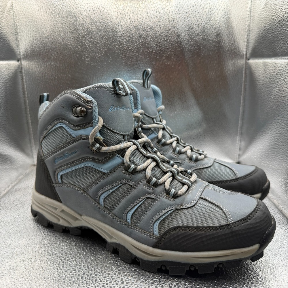 Size 9.5 Eddie Bauer Williamette Gray Blue Mens Mid Top Trail Hiking Boots‎